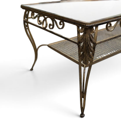 Late 20th Century Italianate-Style Scrollwork Metal and Glass Coffee Table