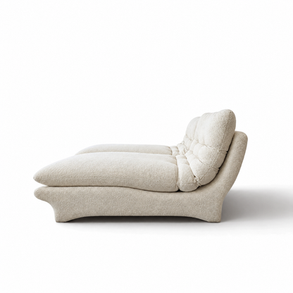 Vintage Sculptural Chaise Lounge Pair with New Ivory Boucle Upholstery