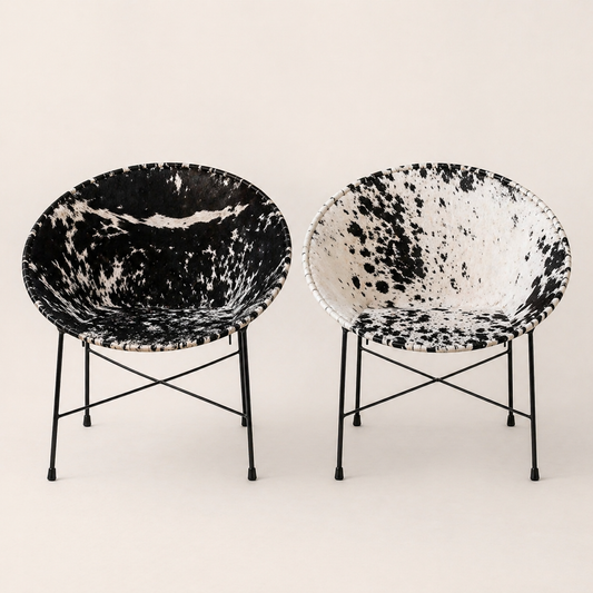 Mexican Cowhide and Iron Lounge Chairs, Made-to-Order Pair
