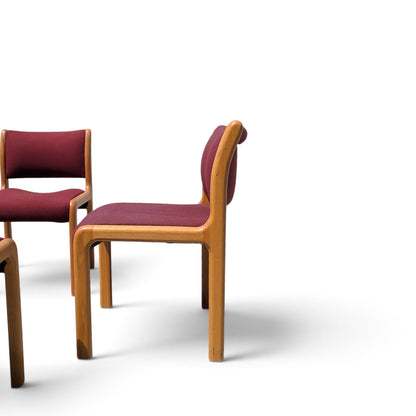 Albert Salman Associates Oak Dining Chairs in Garnet, Set of Four