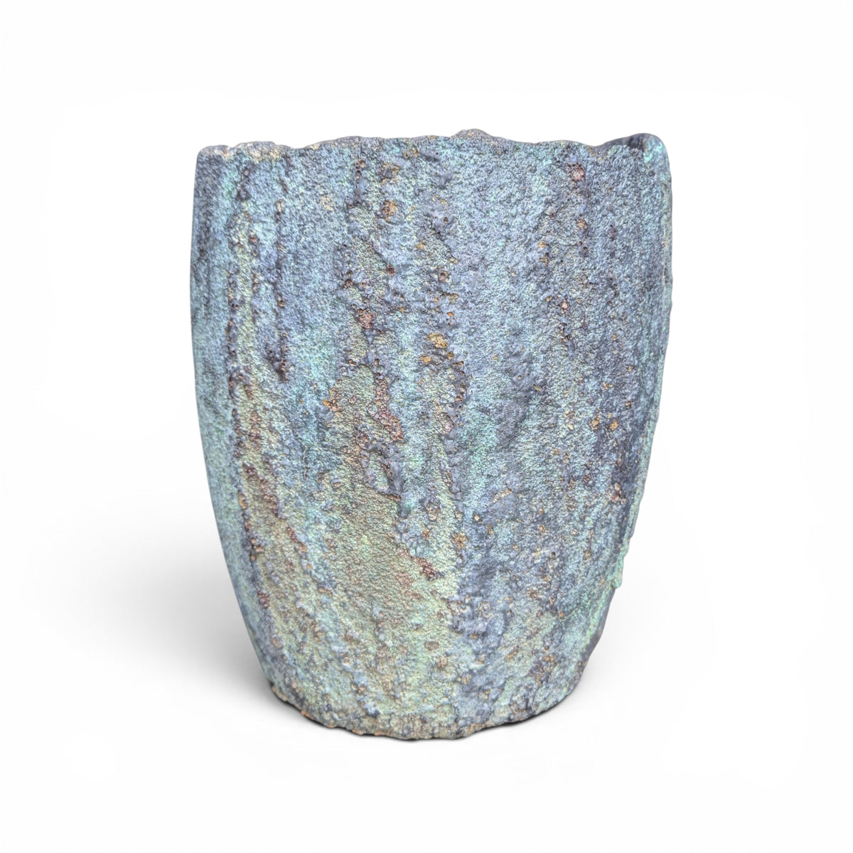 Antique Industrial Refractory Crucible Planter, Wabi-Sabi Foundry Vessel