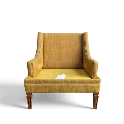 Vintage Mustard Upholstered Lounge Chair with Tapered Wood Legs