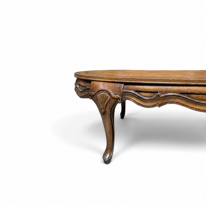 Vintage Louis XV Style Oval Coffee Table with Figured Wood Top