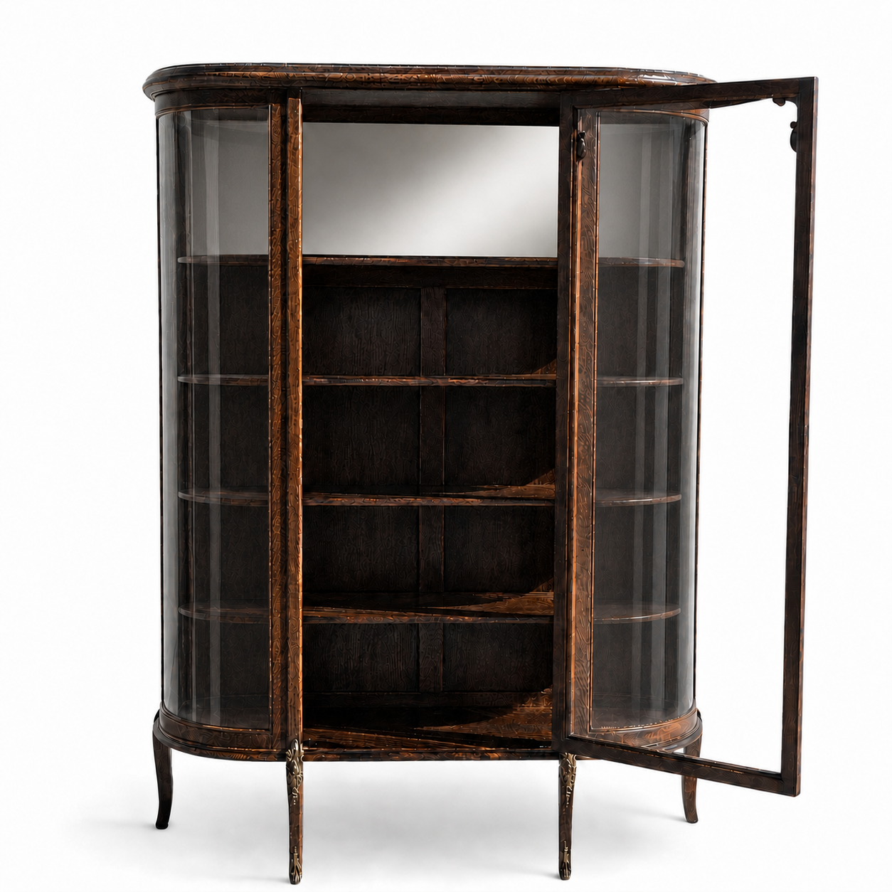 Early 20th Century Edwardian Demi-Lune Curved Glass Display Cabinet