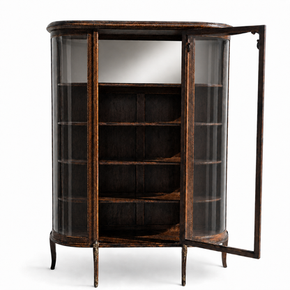 Early 20th Century Edwardian Demi-Lune Curved Glass Display Cabinet