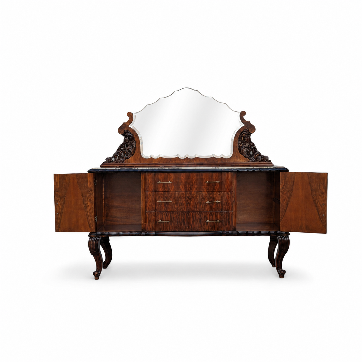 Italian Mid-Century Marble-Top Sideboard with Detachable Mirror by Mobilificio Scorza Ovada, c. 1950s — view 3 of 16