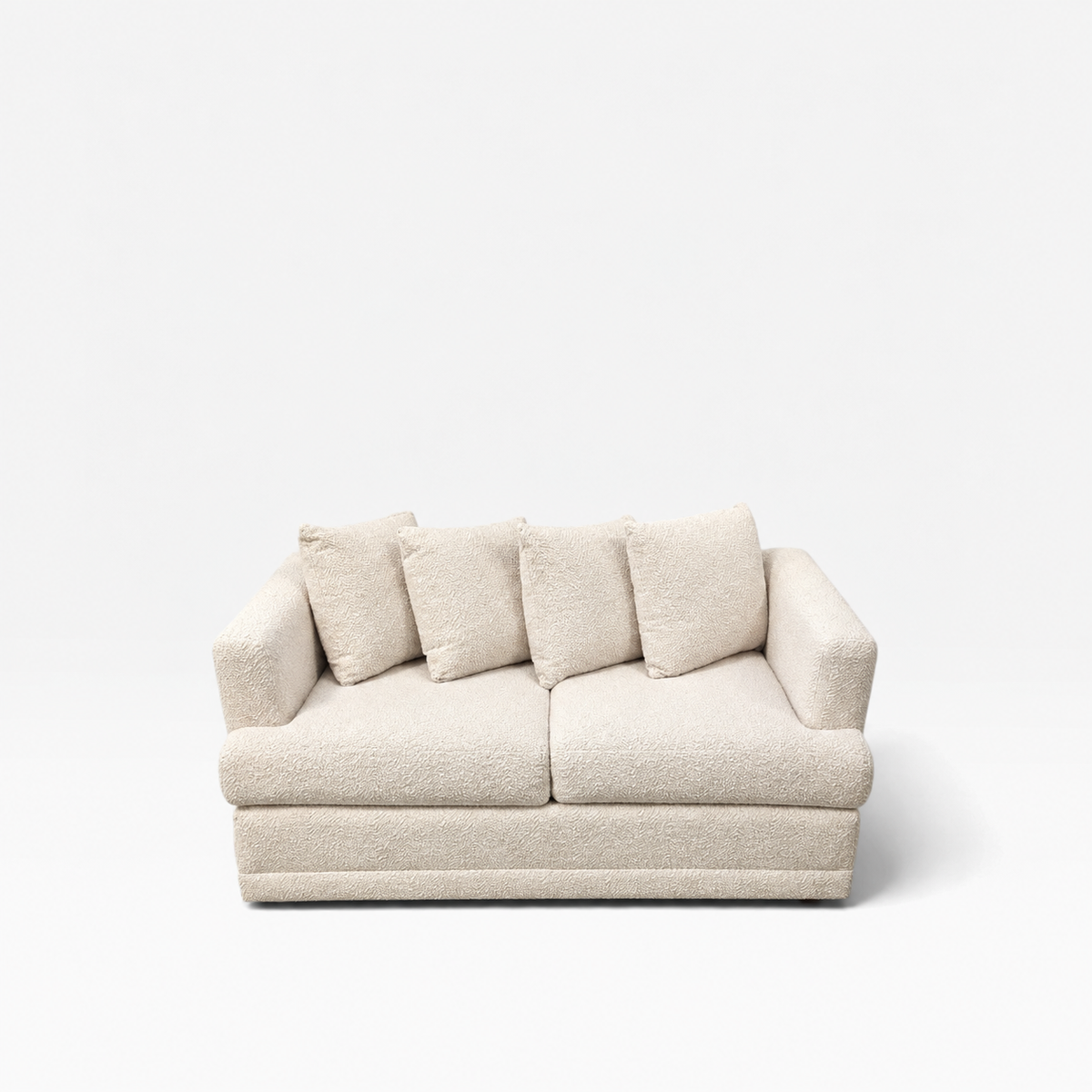W & J Sloane Vintage Loveseat Pair with New Ivory Boucle Upholstery