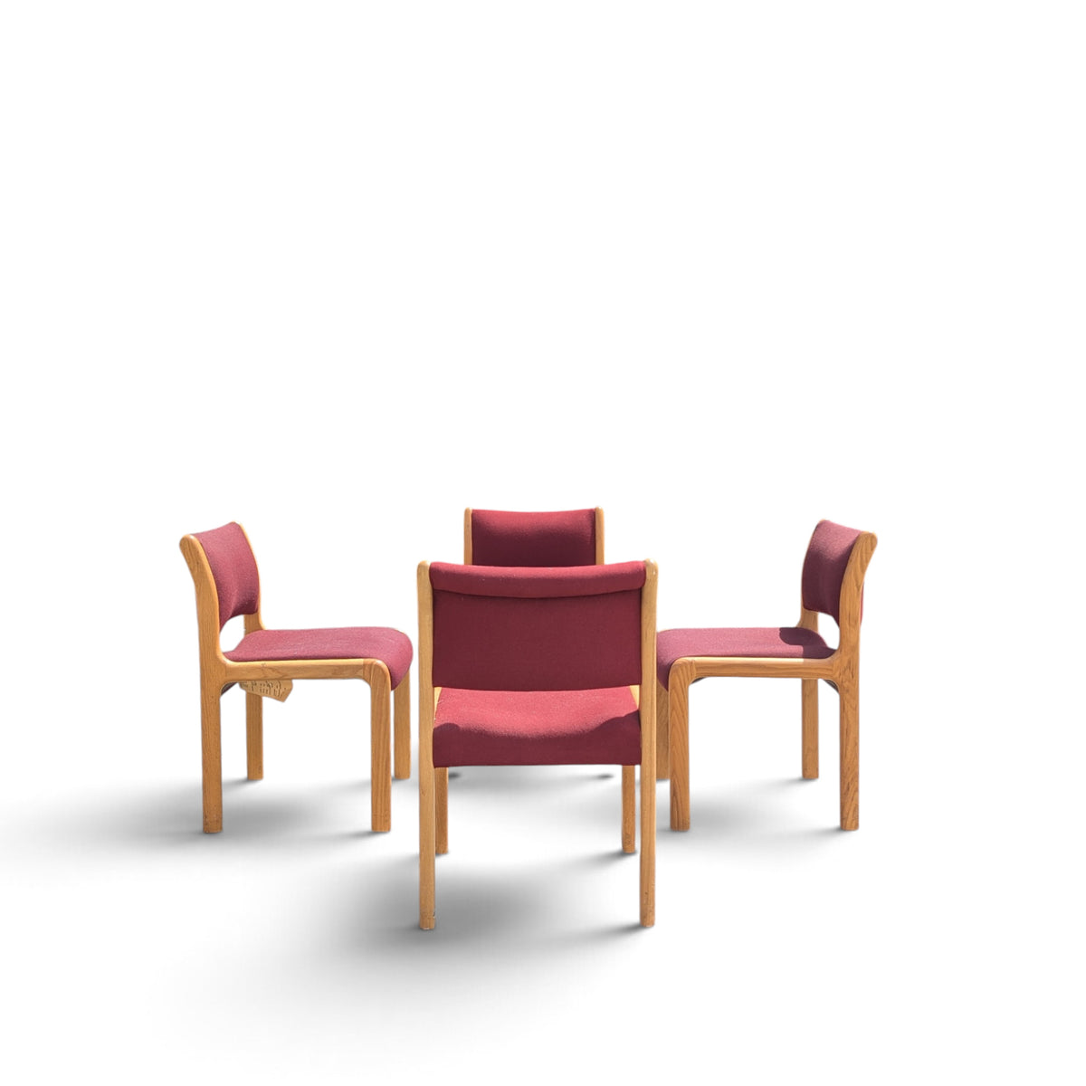 Albert Salman Associates Oak Dining Chairs in Garnet, Set of Four — view 3 of 20