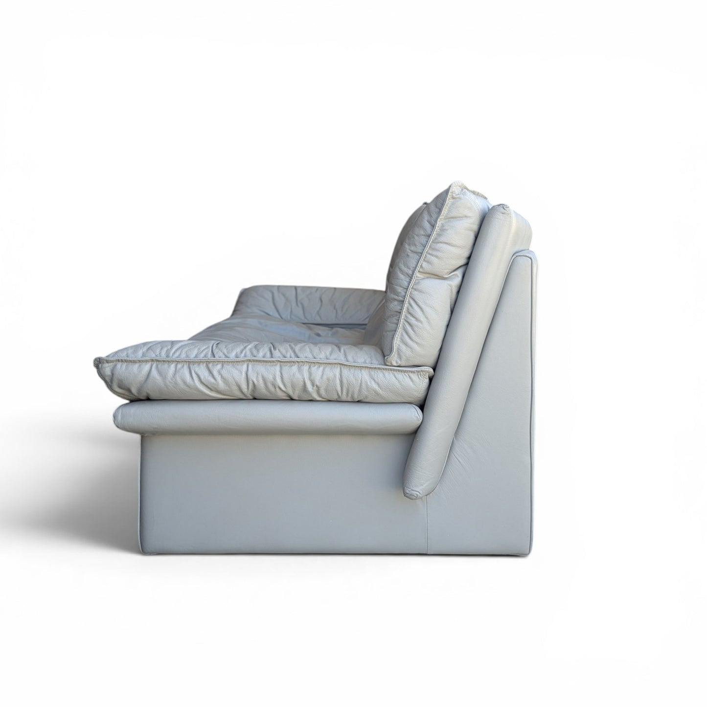 Vintage Nicoletti Italia Leather Loveseat Sofa, Italian Postmodern Grey Leather Couch, 1980s Lounge Settee