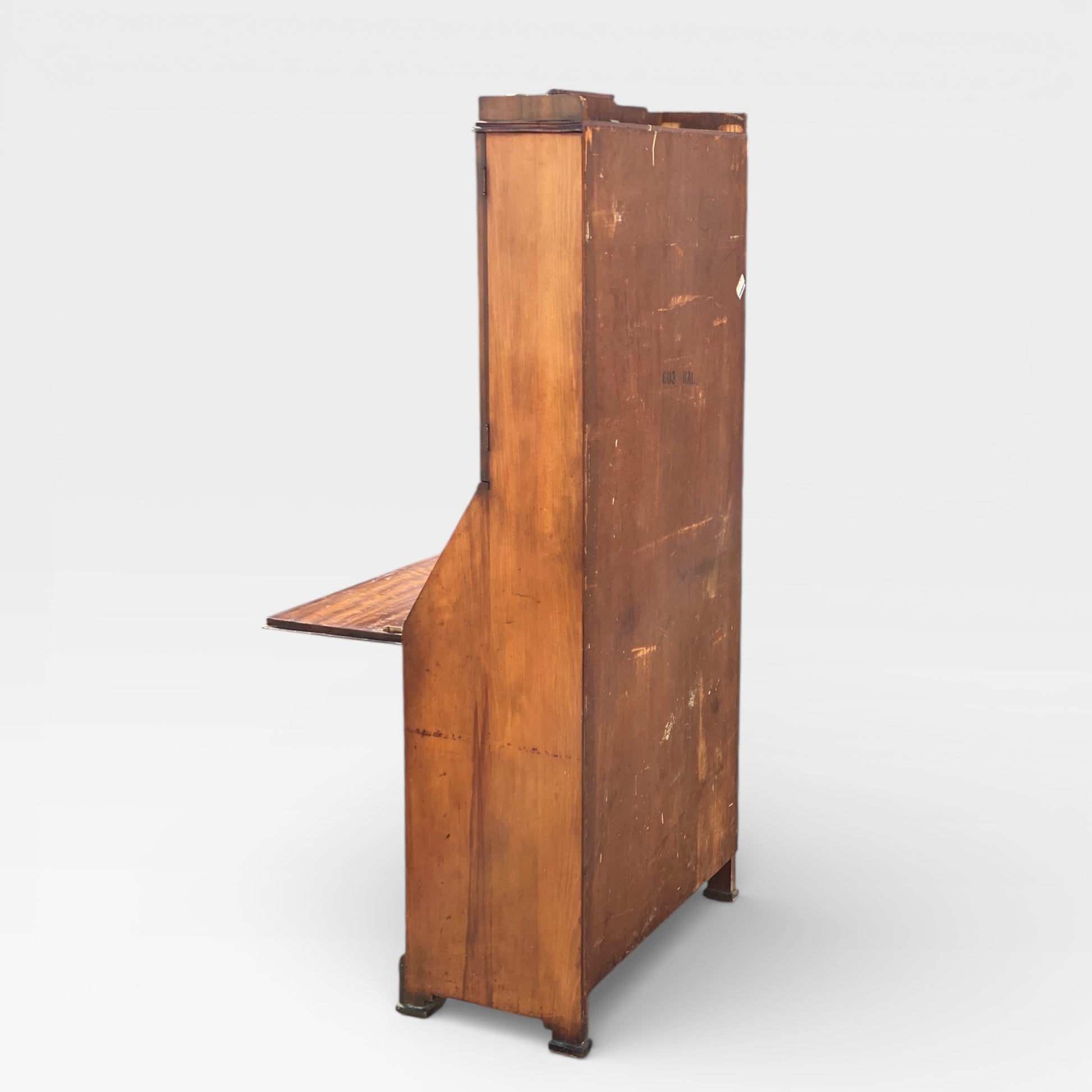 Art Deco Secretary Desk with Drop-Front Writing Surface and Chevron Veneer, 1930s — view 4 of 22