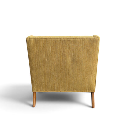 Vintage Mustard Upholstered Lounge Chair with Tapered Wood Legs