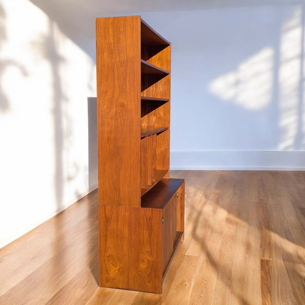 Vintage Bookcase, Freestanding Wall Unit, Mid Century, MCM, Danish Modern, Shelves, Storage Cabinet