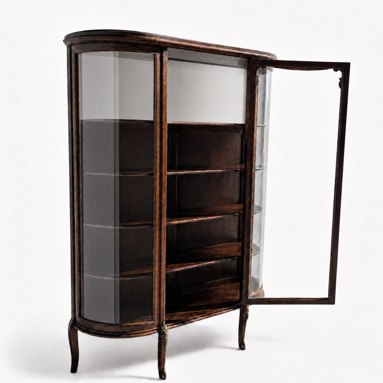 Early 20th Century Edwardian Demi-Lune Curved Glass Display Cabinet — view 4 of 17