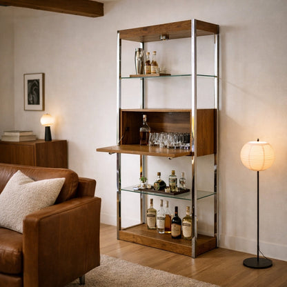 Chrome & Glass Étagère / Display Bookcase, c. 1970s–80s