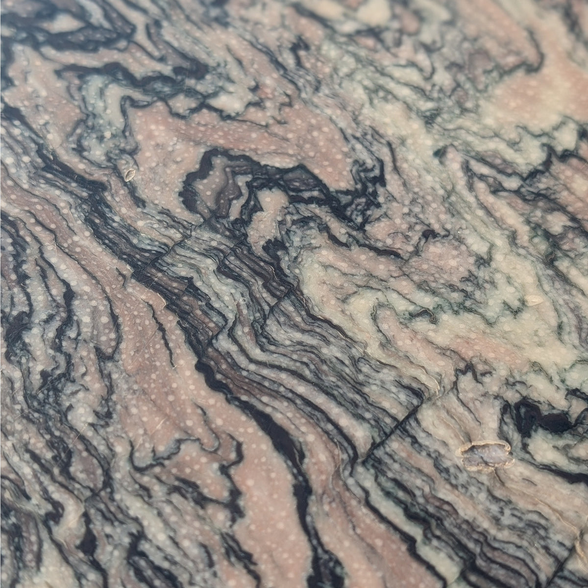 Italian Cipollino Ondulato Marble Pedestal Side Table