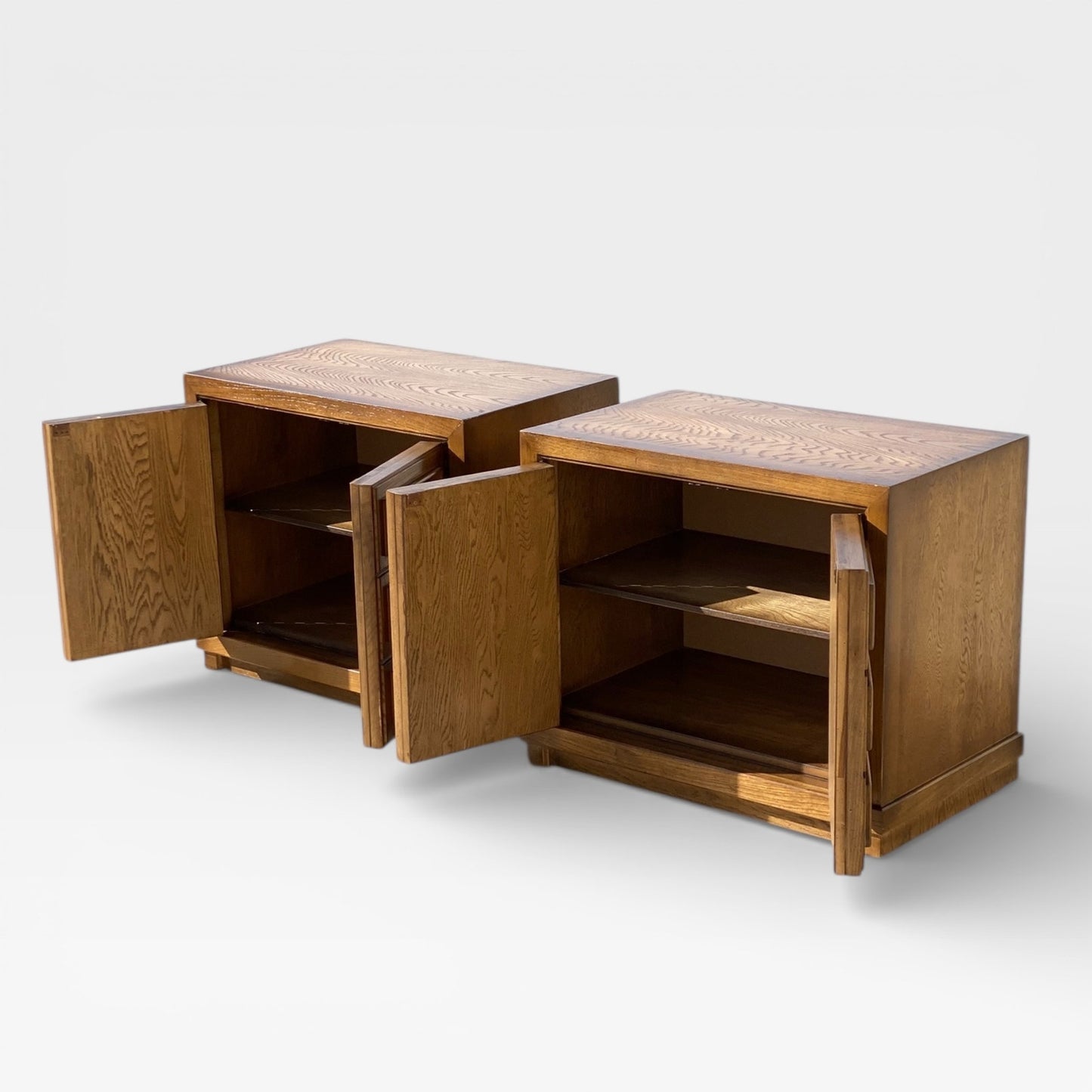 Mid-Century Modern Oak Nightstands- Pair