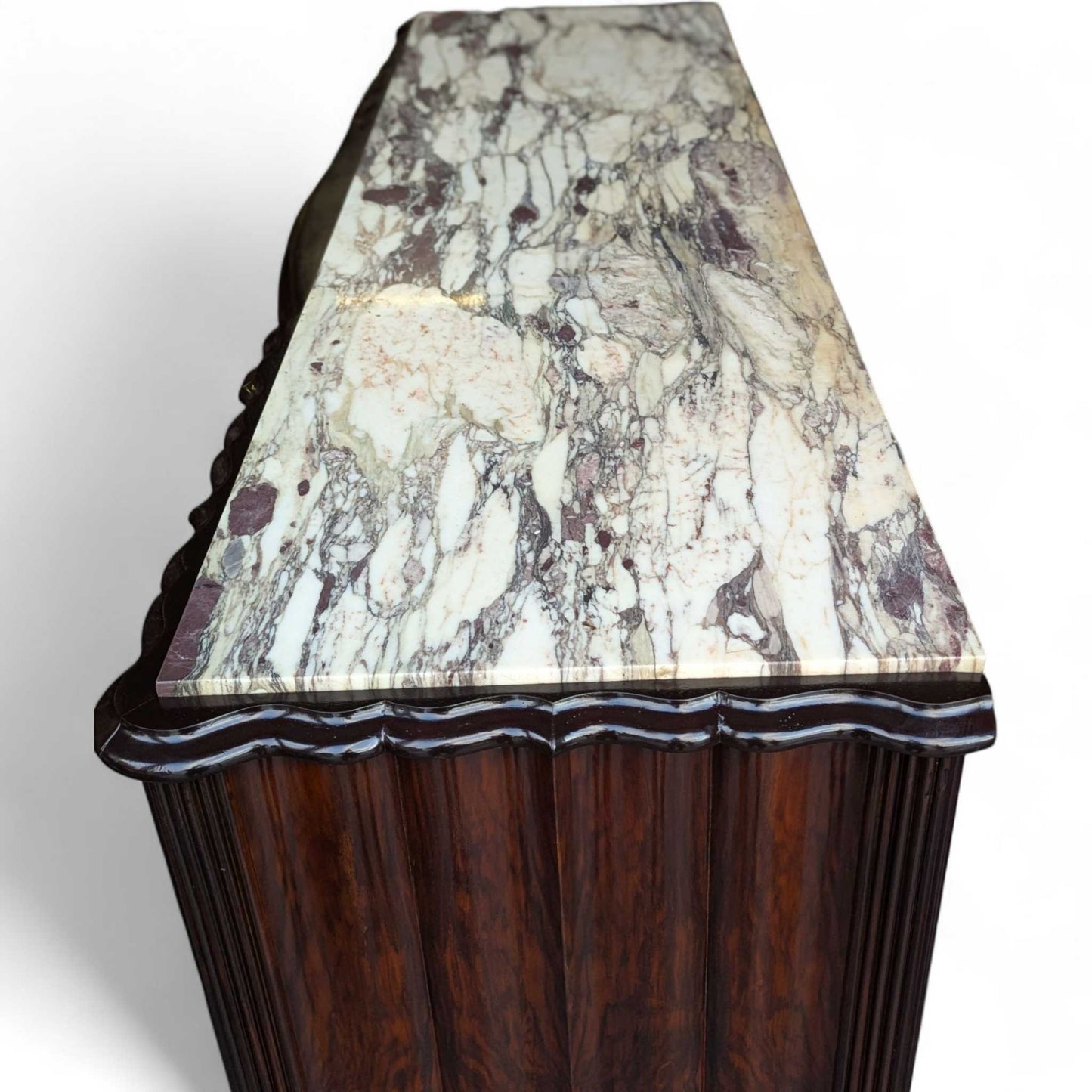 Italian Mid-Century Marble-Top Sideboard with Detachable Mirror by Mobilificio Scorza Ovada, c. 1950s
