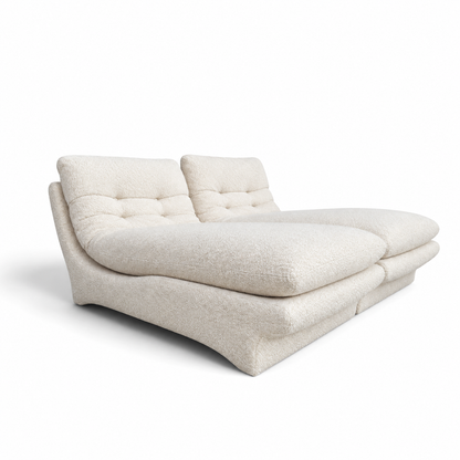 Vintage Sculptural Chaise Lounge Pair with New Ivory Boucle Upholstery