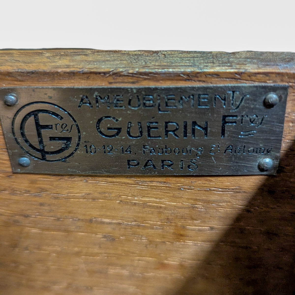 Early 20th-Century French Marble-Top Buffet, Guerin Paris Label — view 4 of 25
