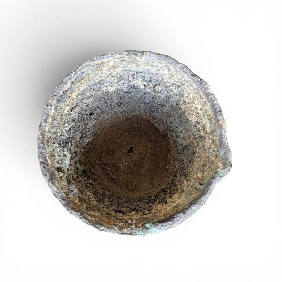 Antique Industrial Refractory Crucible Planter, Wabi-Sabi Foundry Vessel — view 4 of 11