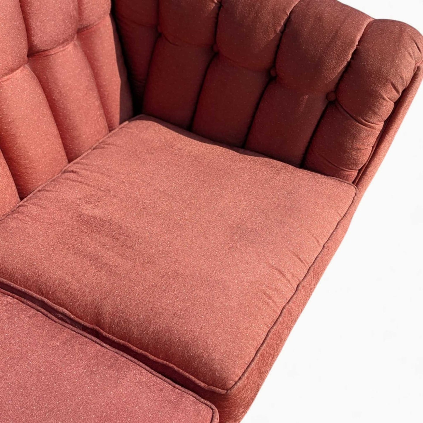 Vintage 1980s Tufted Sofa – Postmodern Loveseat in Rose Upholstery, Milo Baughman Style, 67" Long