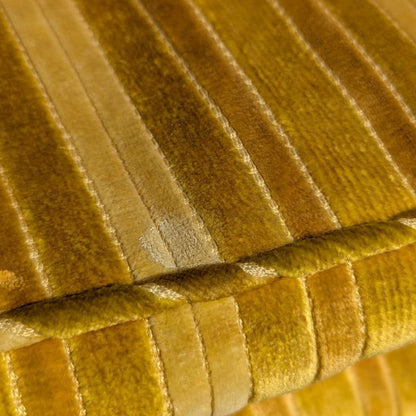 Vintage Key City Lounge Chair in Golden Striped Velour – Mid Century Accent Chair, Retro Skirted Chair, Professionally Cleaned