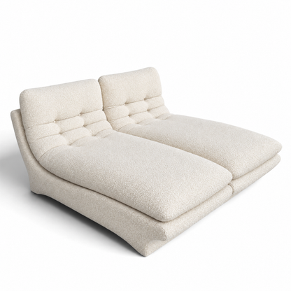Vintage Sculptural Chaise Lounge Pair with New Ivory Boucle Upholstery