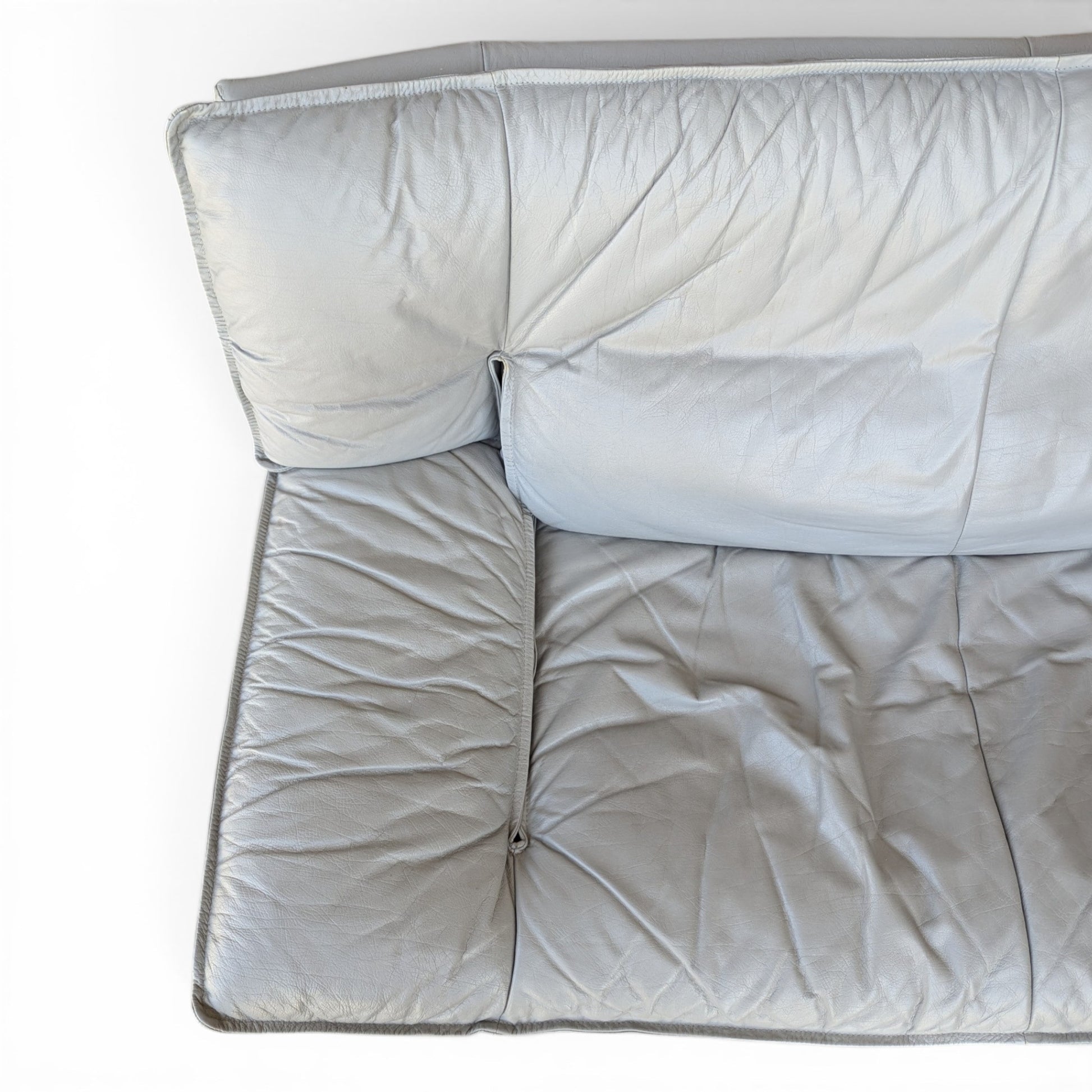 Vintage Nicoletti Italia Leather Loveseat Sofa, Italian Postmodern Grey Leather Couch, 1980s Lounge Settee — view 5 of 20