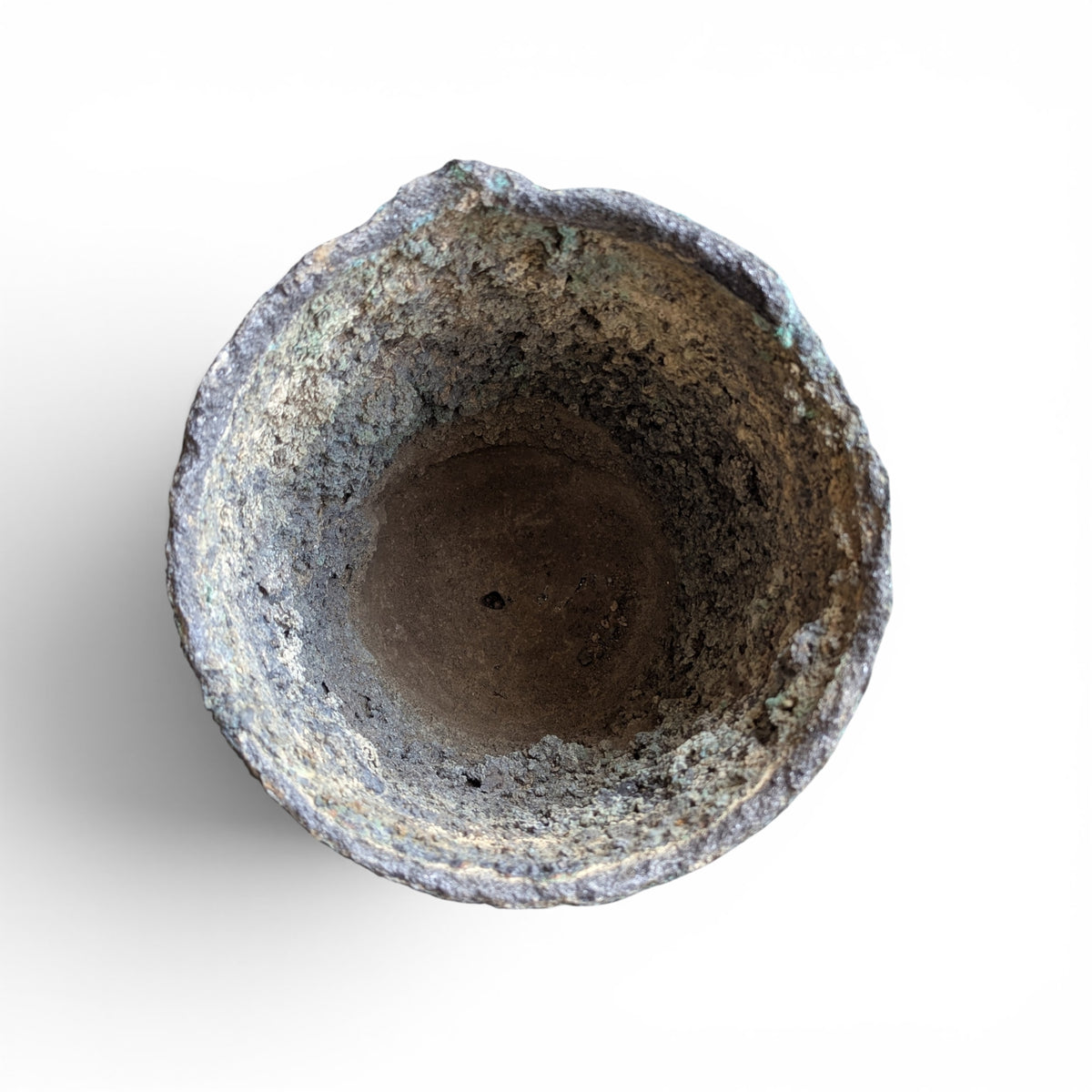Antique Industrial Refractory Crucible Planter, Wabi-Sabi Foundry Vessel