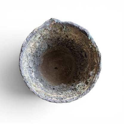 Antique Industrial Refractory Crucible Planter, Wabi-Sabi Foundry Vessel