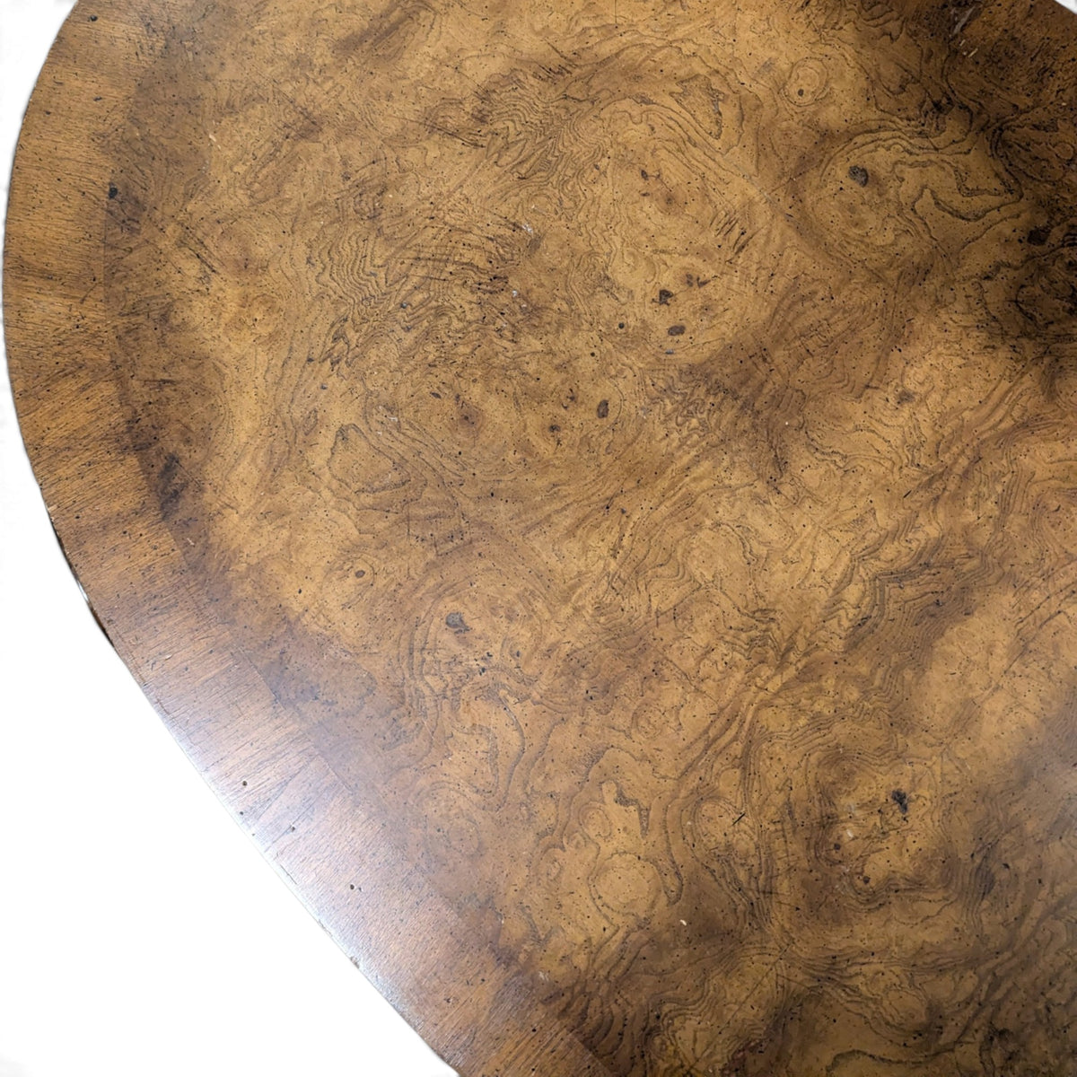Vintage Louis XV Style Oval Coffee Table with Figured Wood Top — view 5 of 14