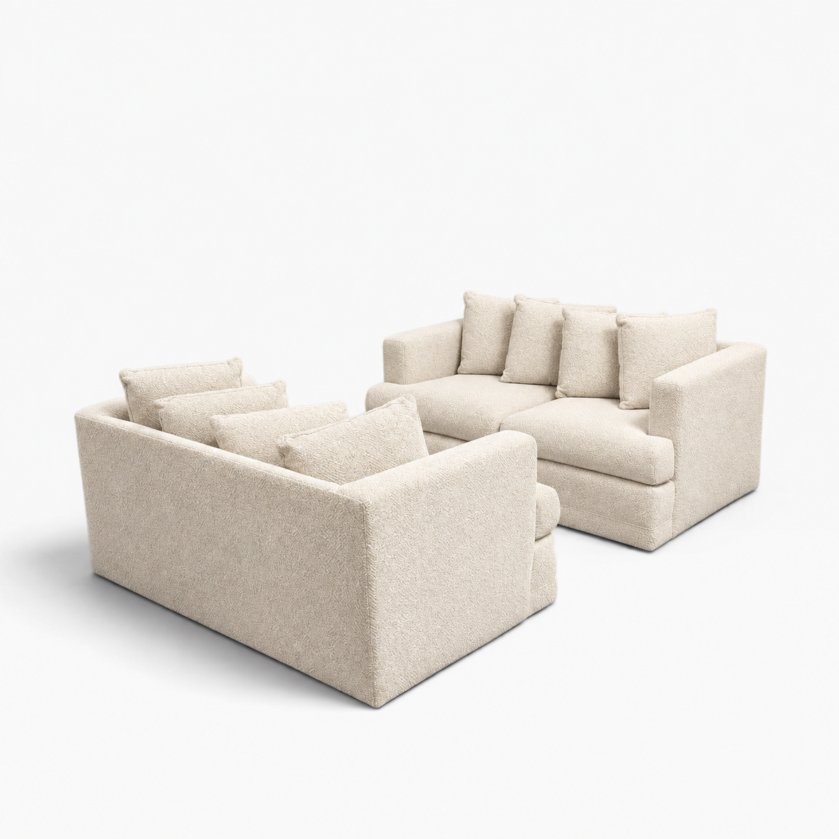 W & J Sloane Vintage Loveseat Pair with New Ivory Boucle Upholstery