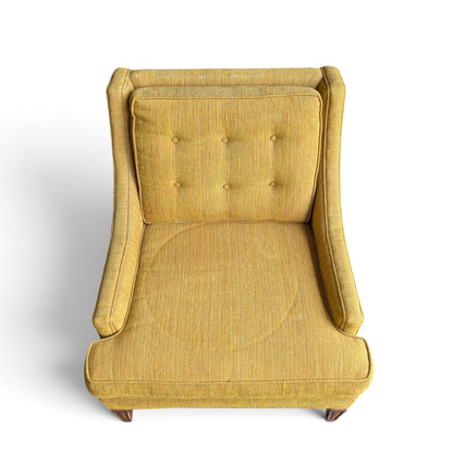 Vintage Mustard Upholstered Lounge Chair with Tapered Wood Legs