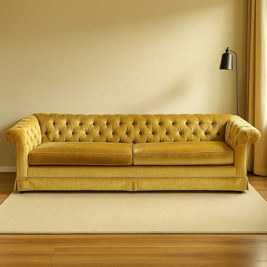 Vintage Hollywood Regency Gold Velvet Sofa