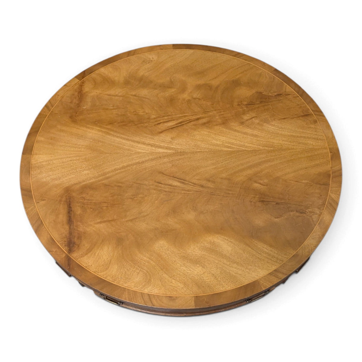 Circa 1957 Heritage Round Mahogany Coffee Table with Drawer