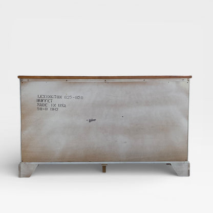 Painted Sideboard or Buffet Cabinet with Paneled Doors and Solid Wood Top