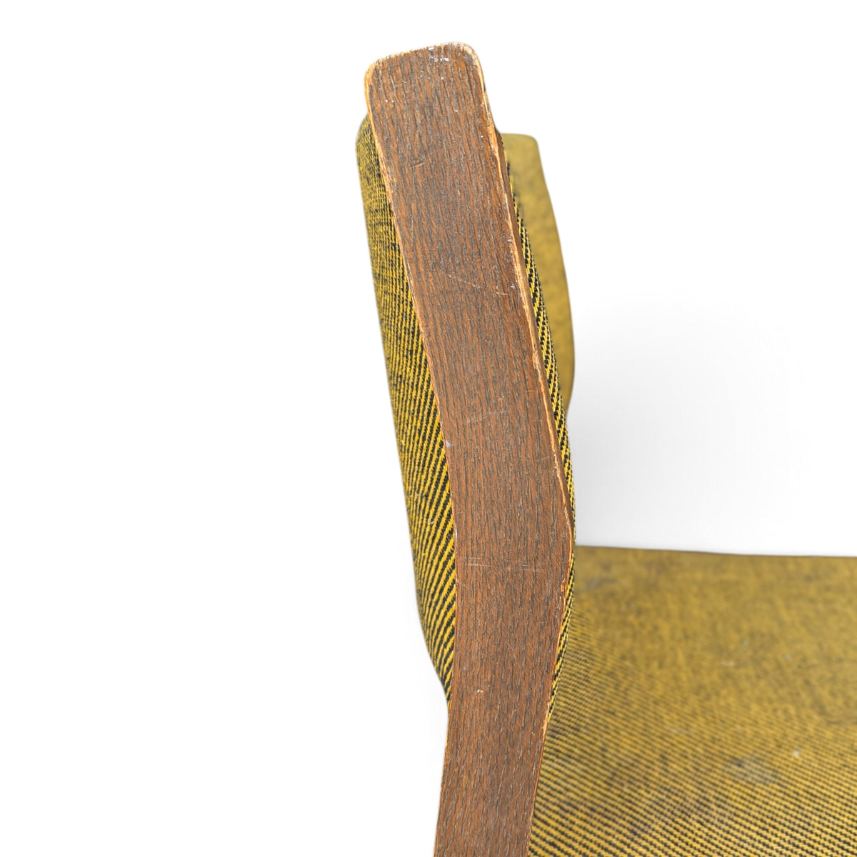 Vintage Solid Oak Accent Chair with Yellow-Green Upholstery — view 6 of 14