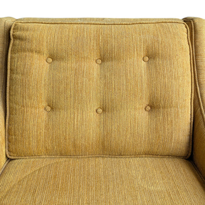 Vintage Mustard Upholstered Lounge Chair with Tapered Wood Legs