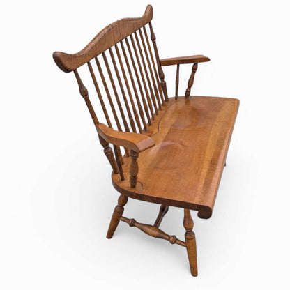 Vintage Wooden Bench – Spindle Back Bench, Classic Farmhouse Style