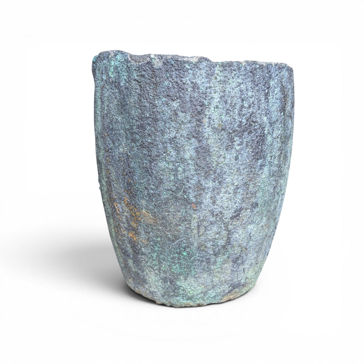 Antique Industrial Refractory Crucible Planter, Wabi-Sabi Foundry Vessel — view 7 of 11