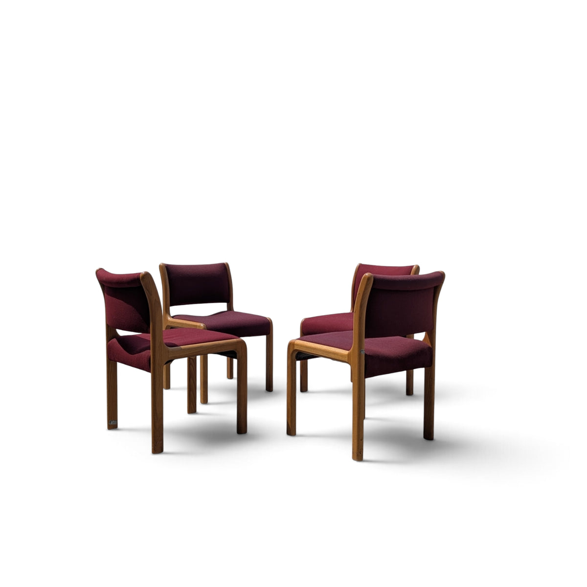 Albert Salman Associates Oak Dining Chairs in Garnet, Set of Four — view 7 of 20