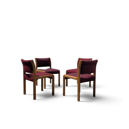 Albert Salman Associates Oak Dining Chairs in Garnet, Set of Four