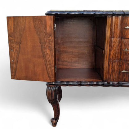 Italian Mid-Century Marble-Top Sideboard with Detachable Mirror by Mobilificio Scorza Ovada, c. 1950s