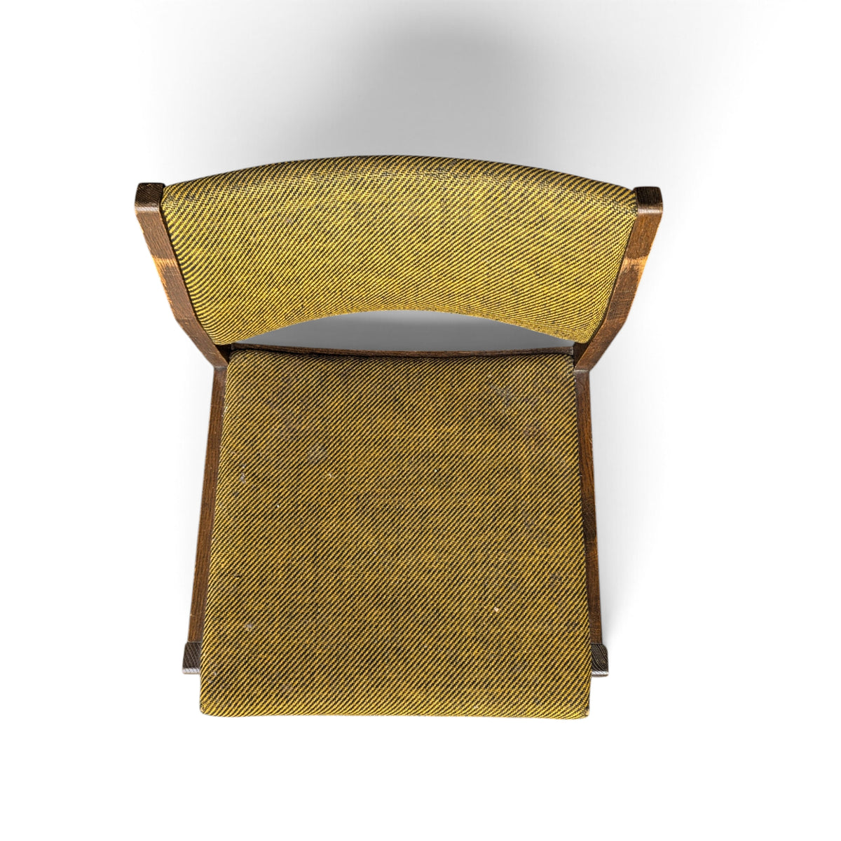 Vintage Solid Oak Accent Chair with Yellow-Green Upholstery — view 7 of 14