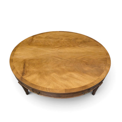 Circa 1957 Heritage Round Mahogany Coffee Table with Drawer