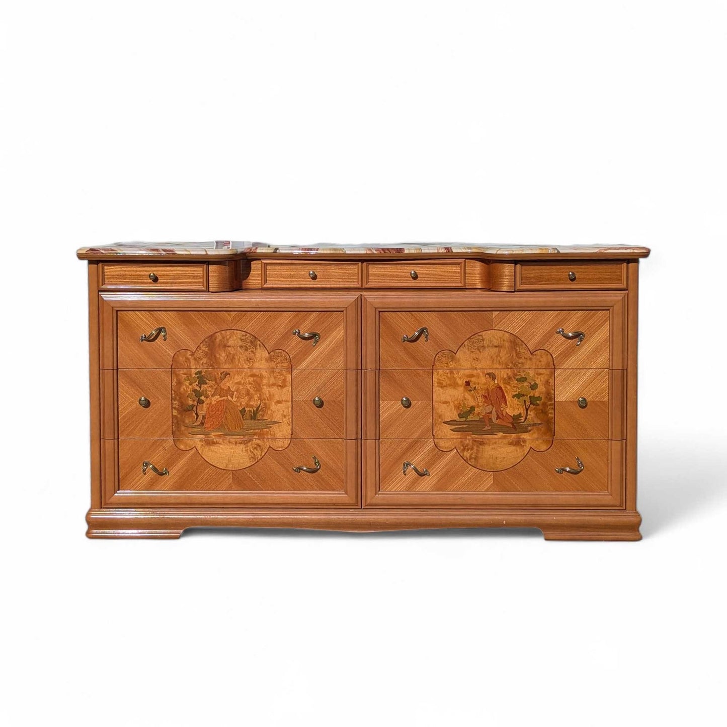 Postmodern Lacquer Dresser with Faux Marble Top