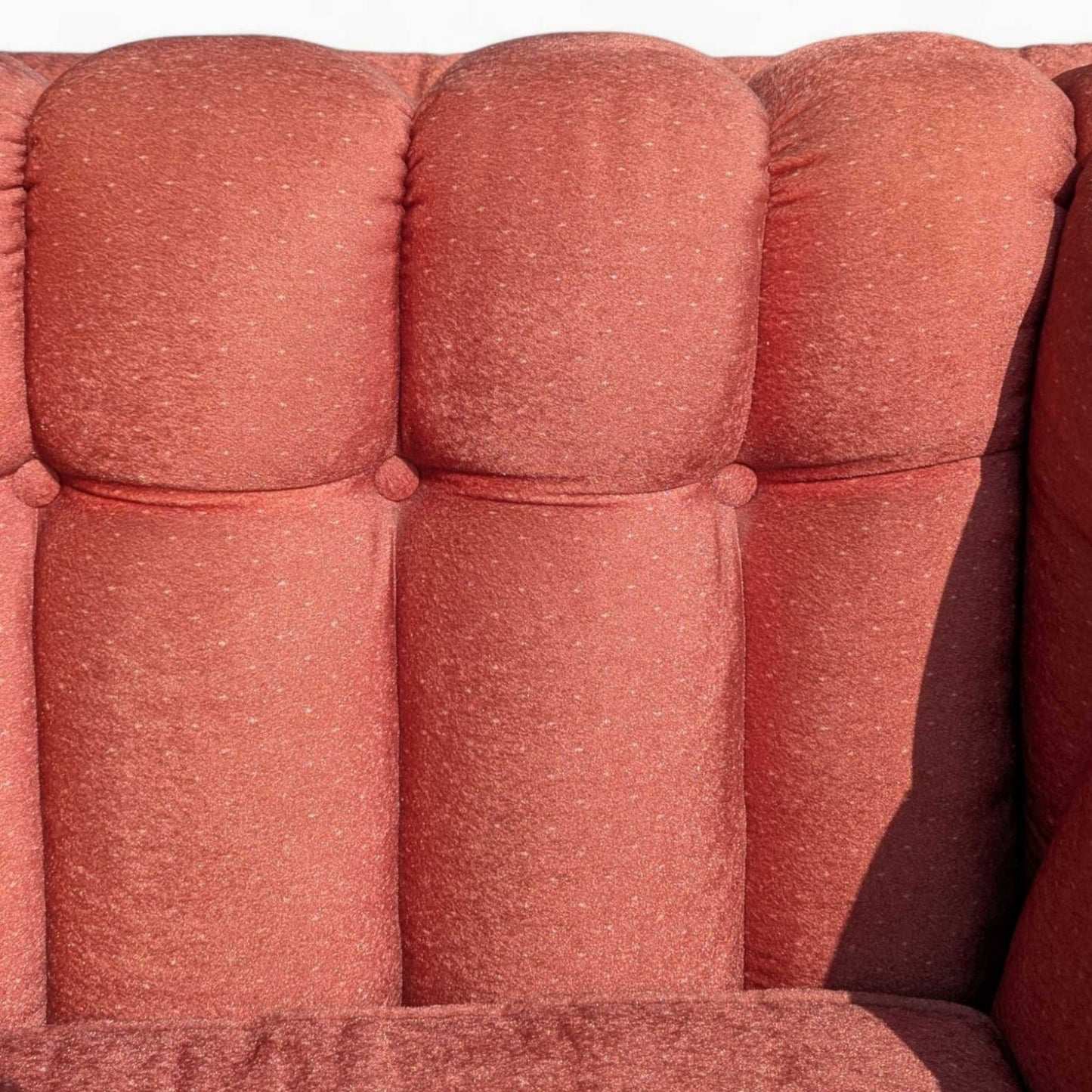 Vintage 1980s Tufted Sofa – Postmodern Loveseat in Rose Upholstery, Milo Baughman Style, 67" Long