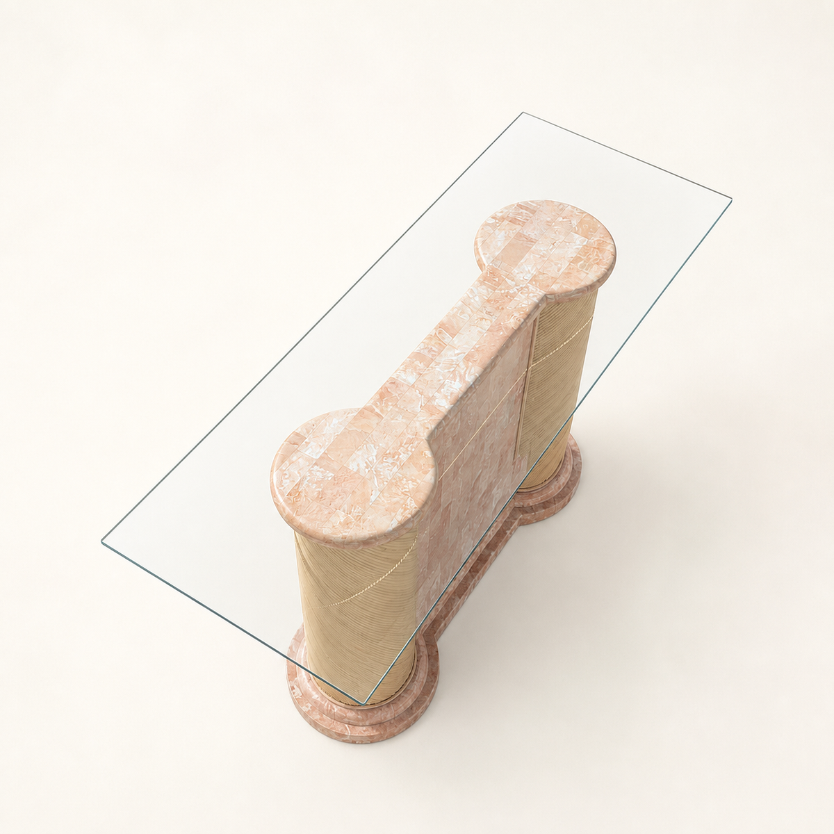 Postmodern Entryway Glass Console Table, c. 1980s — view 8 of 16