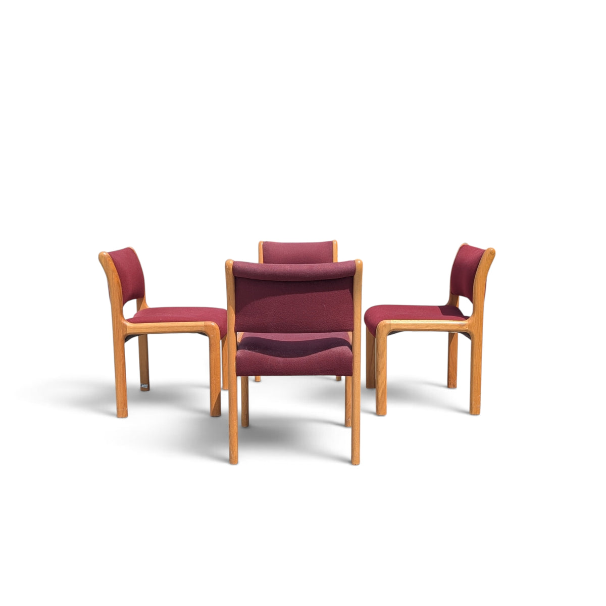 Albert Salman Associates Oak Dining Chairs in Garnet, Set of Four