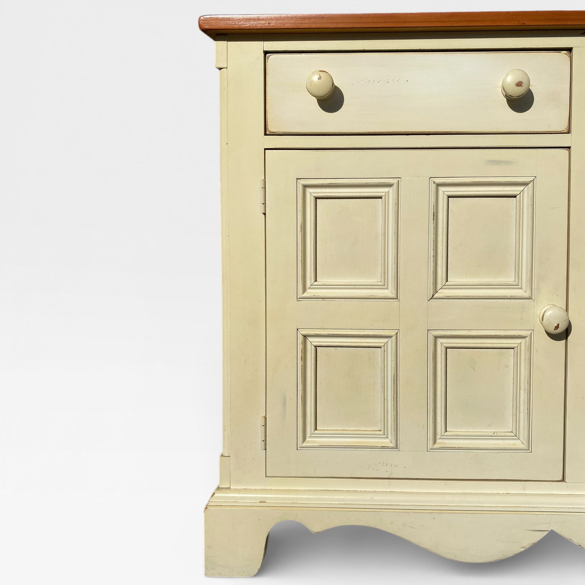 Painted Sideboard or Buffet Cabinet with Paneled Doors and Solid Wood Top — view 8 of 24